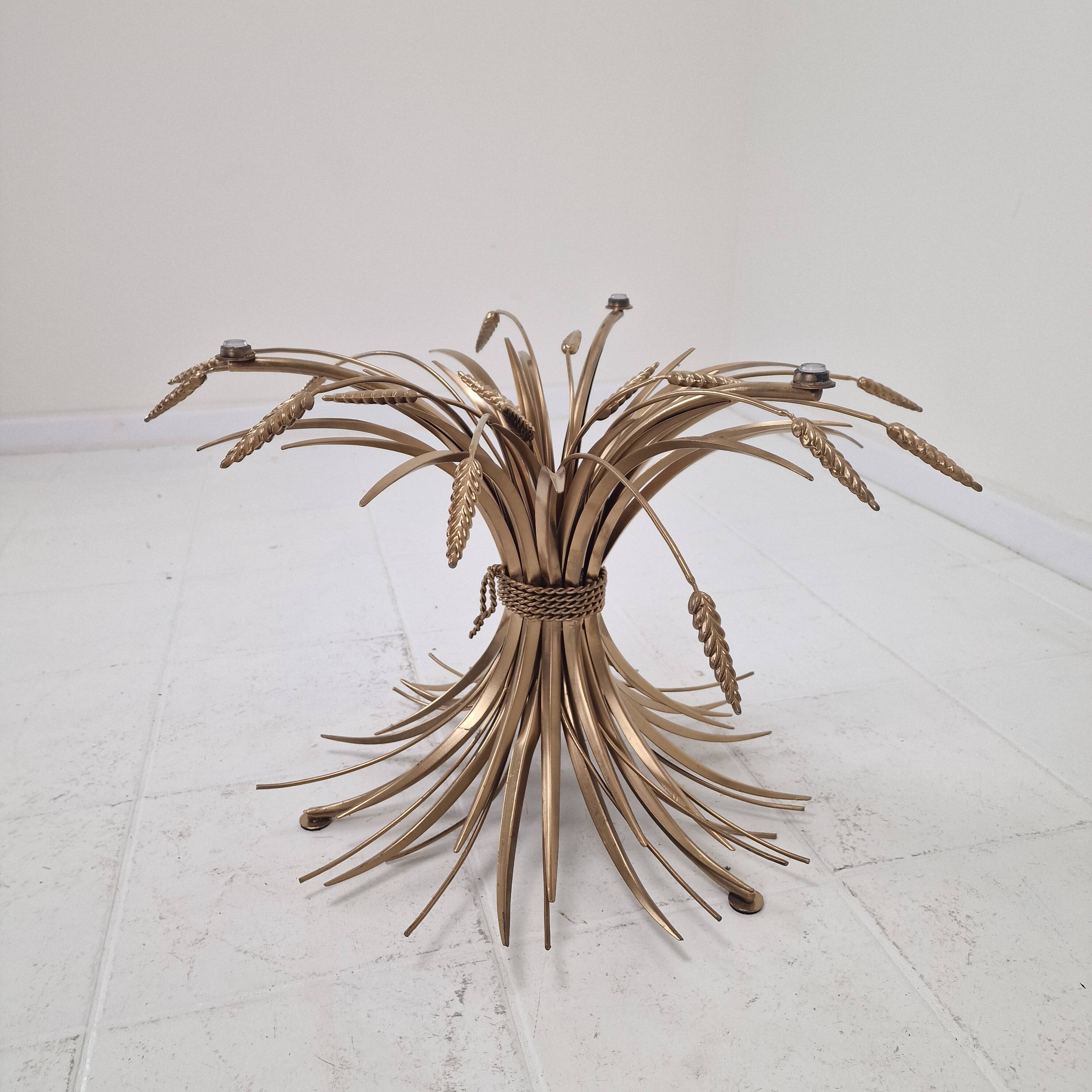 Hollywood Regency Gilded Coco Chanel Style Sheaf of Wheat Coffee Table, 197