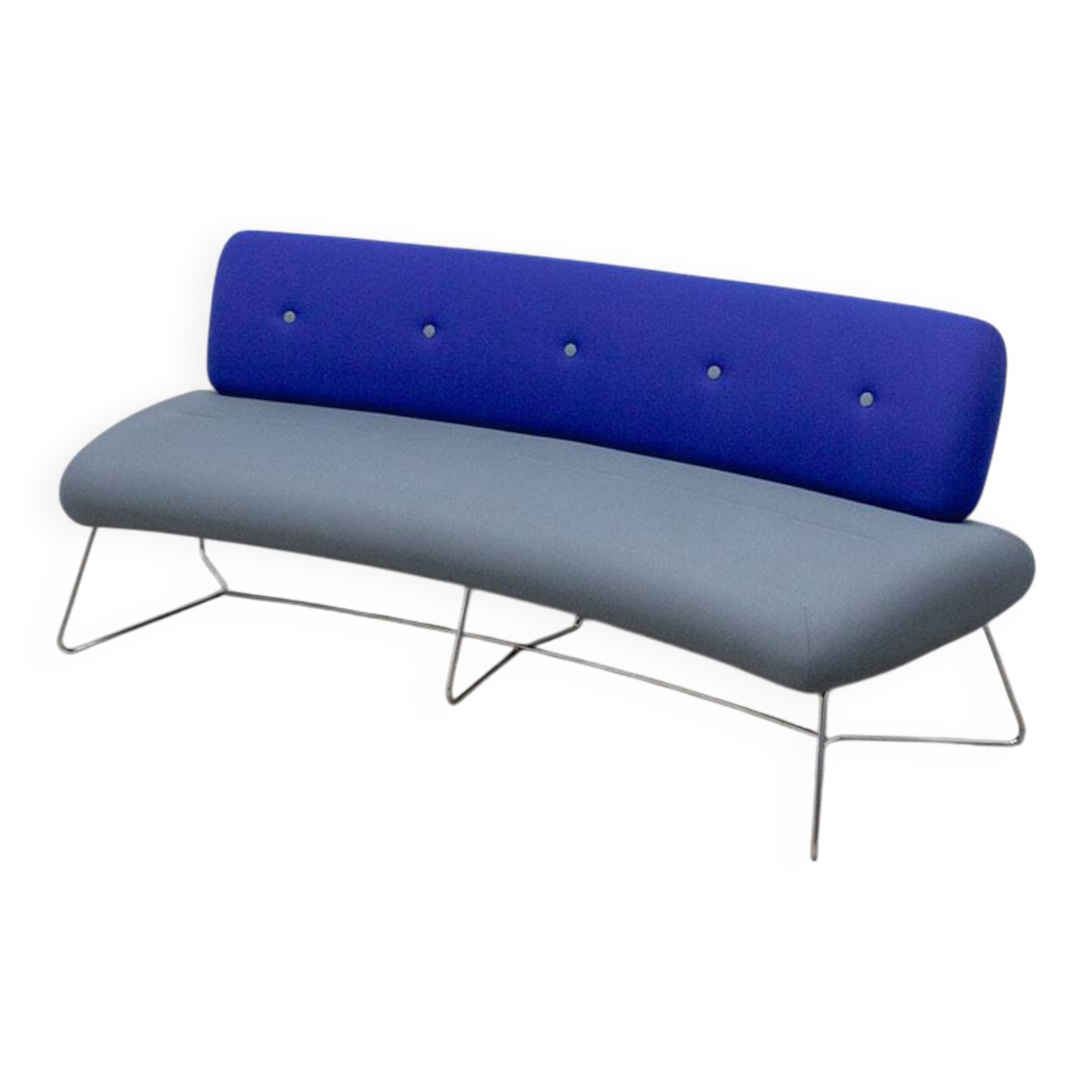 Allermuir Freeflow sofa in blue and grey fabric