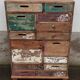 Original wooden chest of drawers with 15 mismatched drawers