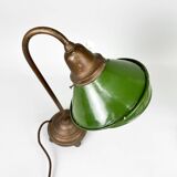 Pair of Unique 1920's Enamel & Cast Iron Desk Lamps, Czechoslovakia