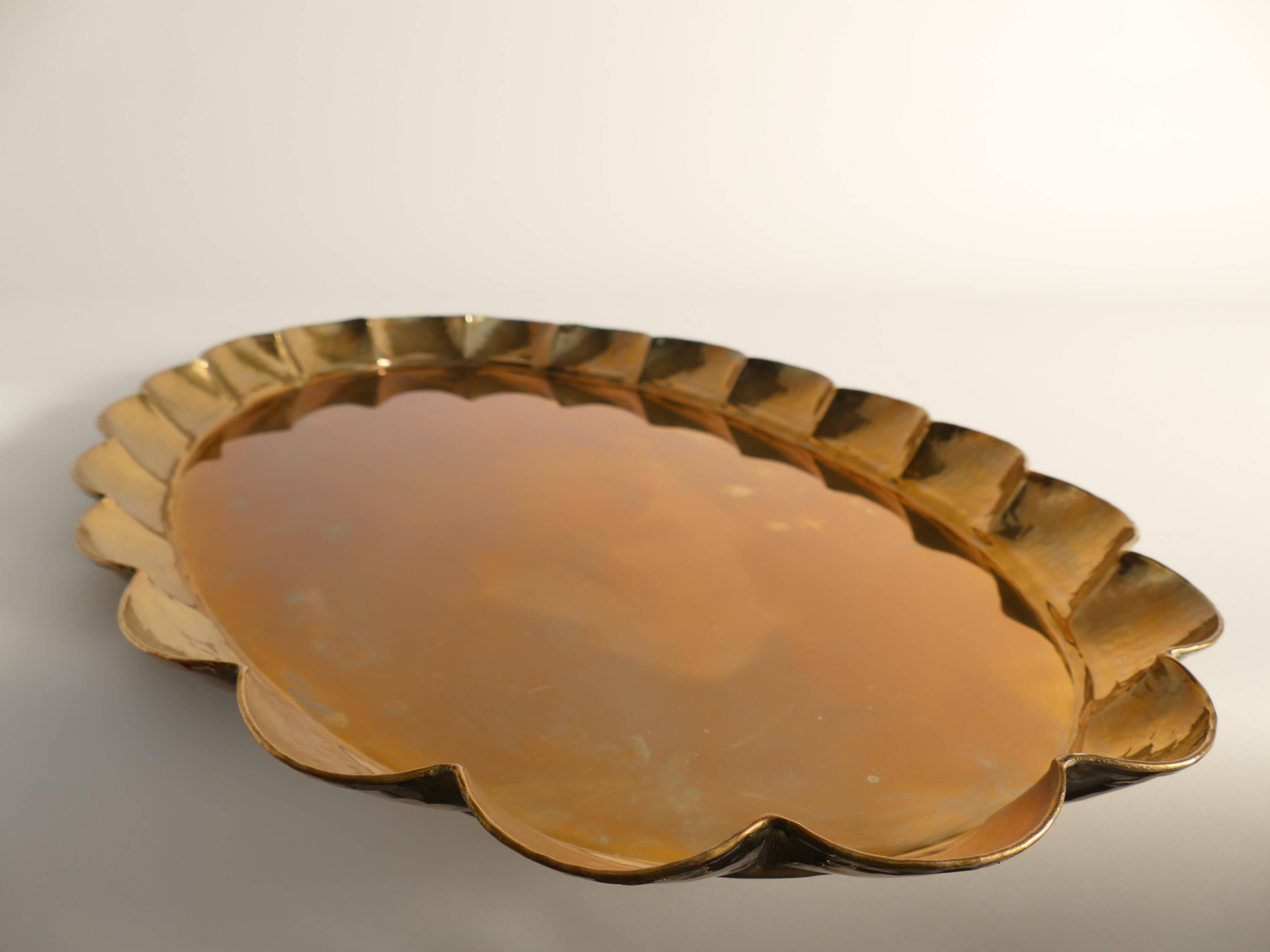 Hollywood Regency Oval Brass Tray by Arvid Johansson, Arvika Konstsmide, Sweden