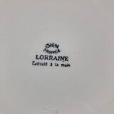 Plat rond en Faïence de Gien décor Lorraine fait main 31 cm