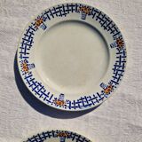 Set of 4 old dessert plates, Earthenware, Ironstone, Sté Amand