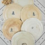 Old flat plates mismatched in earthenware