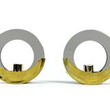Mid-Century Modern pair of brass and thick smoked glass sconces. Italy 1970s