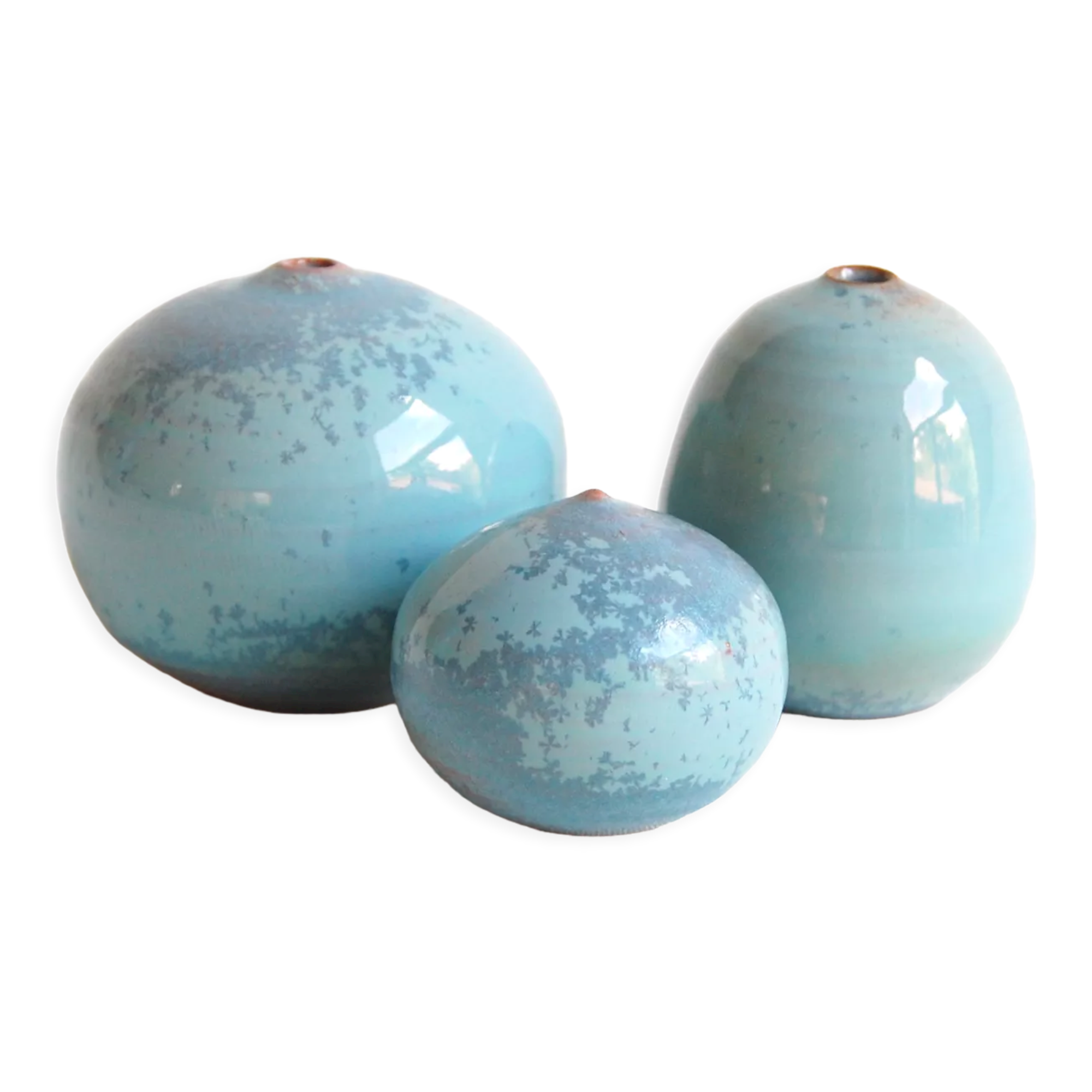 Water green miniature ceramic trio - sky blue Antonio Lampecco
