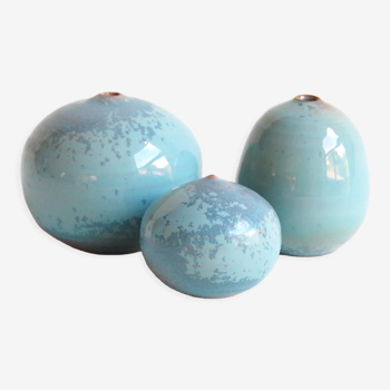 Water green miniature ceramic trio - sky blue Antonio Lampecco