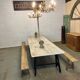Large pine guinguette farm table