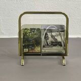 Brass and glass magazine rack