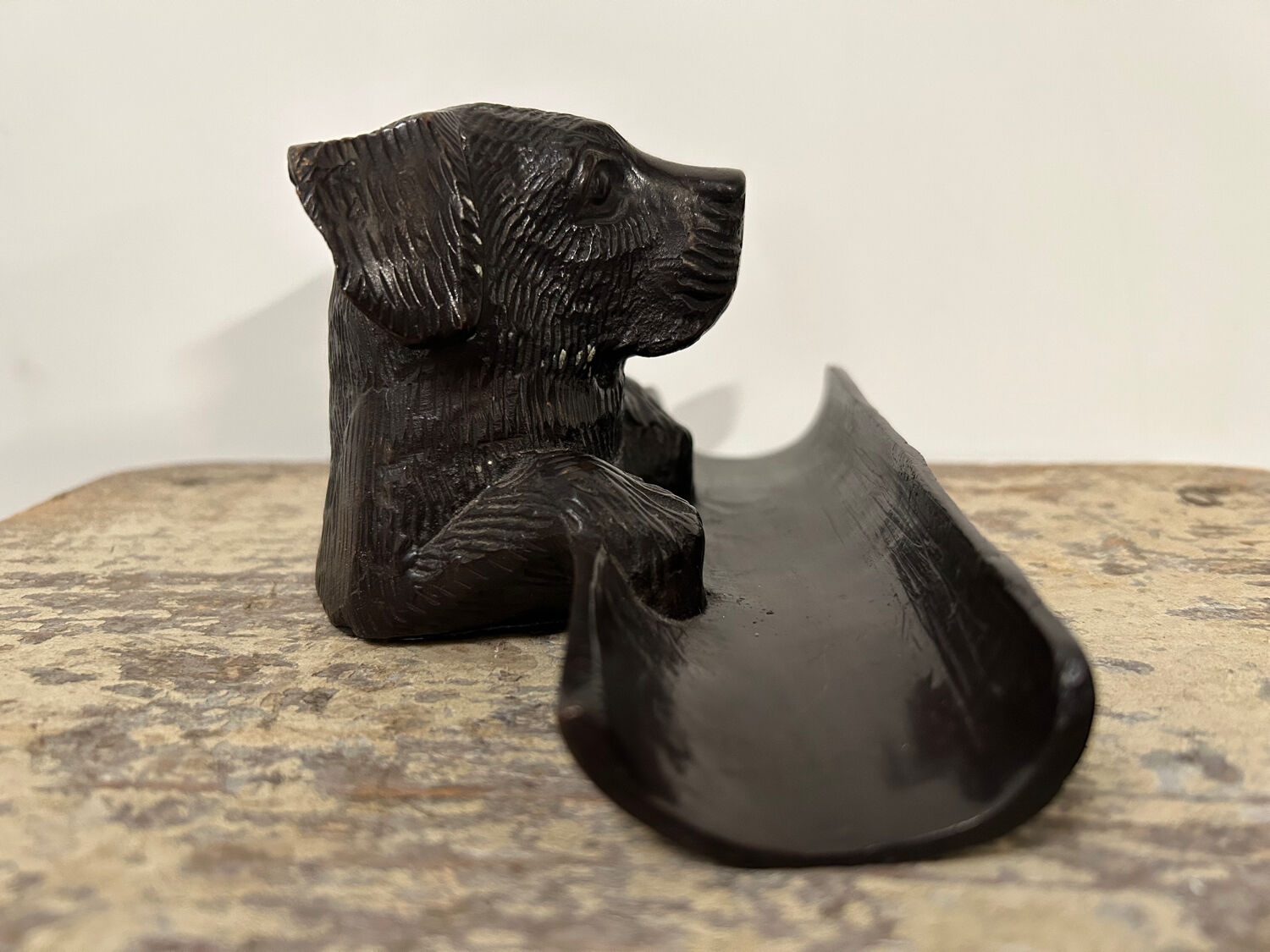 Old bronze pen holder, dog, vintage decoration, flea market XXth