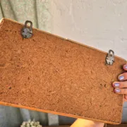 Patère double vintage rotin