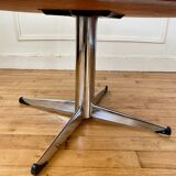 Round coffee table wood and metal, 70s