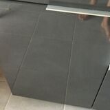 High sideboard with gray lacquered doors