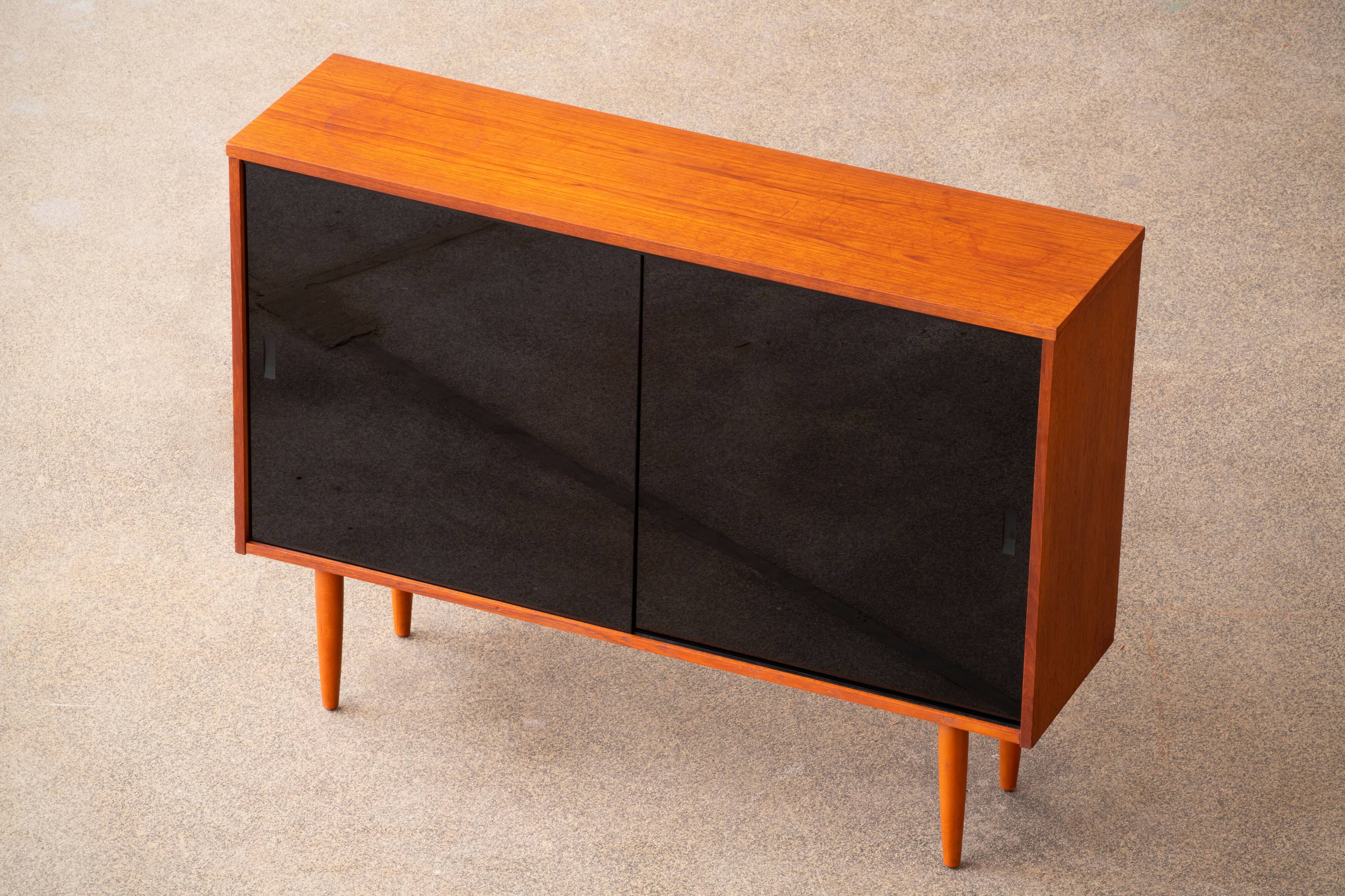 Vintage teak and glass sideboard 114cm
