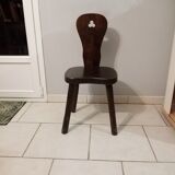 Ancienne chaise en bois brutaliste montage vintage