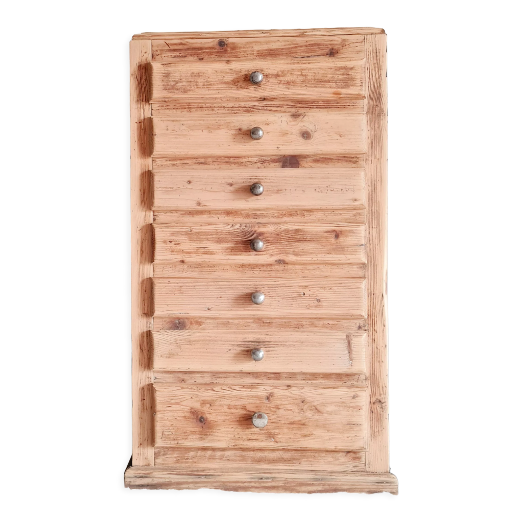 Old wooden chest of drawers raw and black wood
