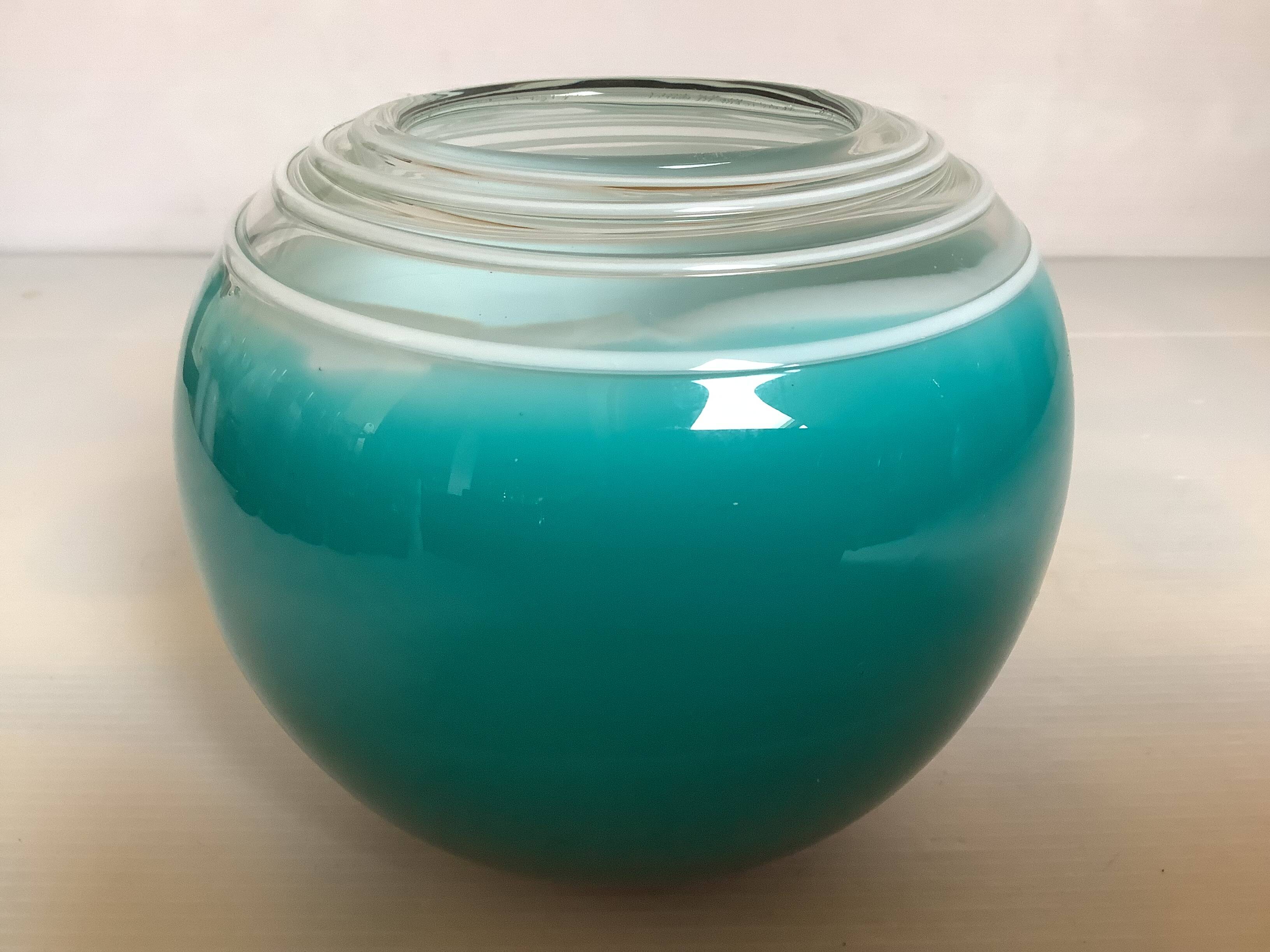 Small turquoise blue Murano style vase