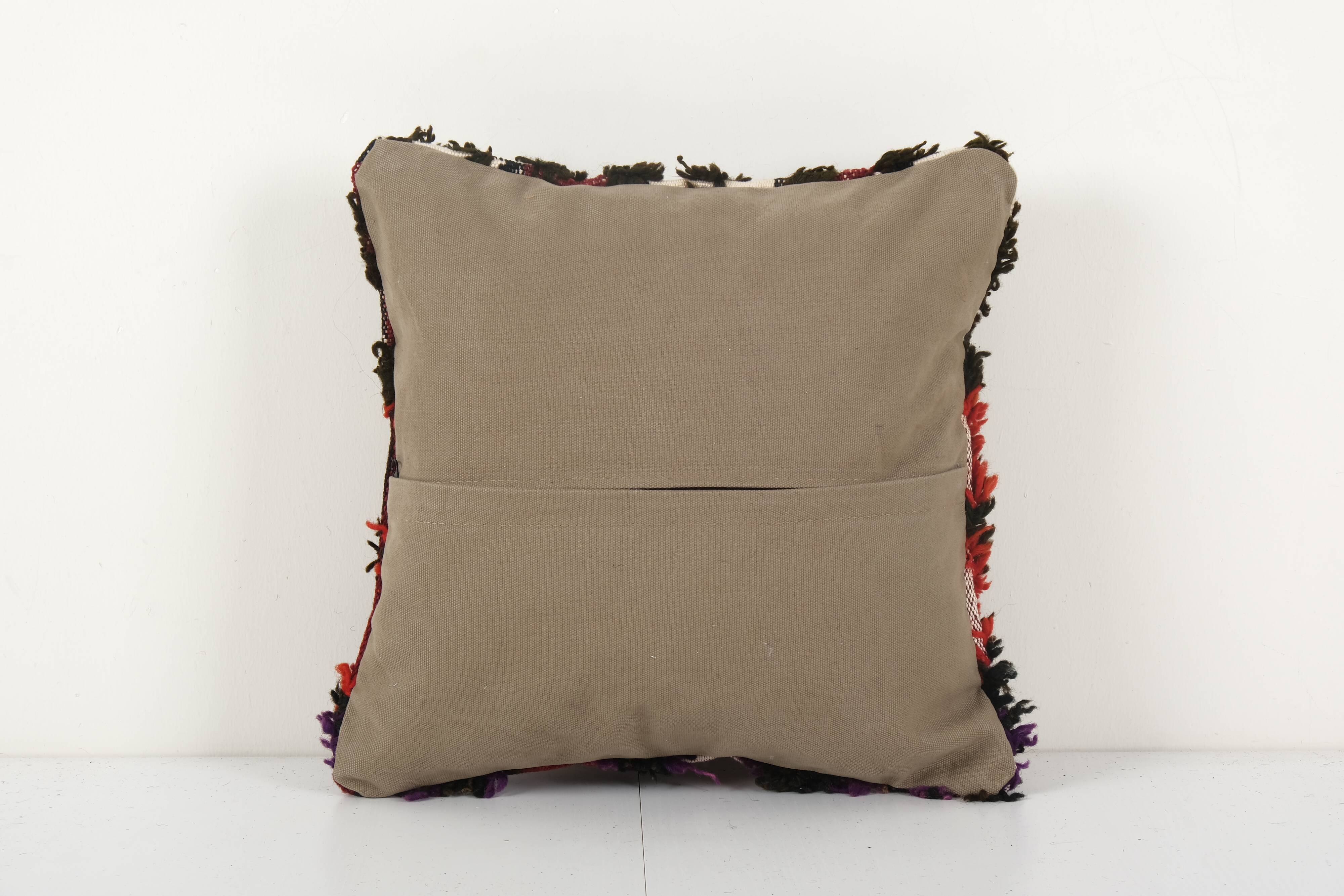 Vintage handwoven multi color turkish flokati shagy pillow cover, handwoven square turkish shaggy tu