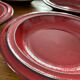 6 assiettes en grès rouge vintage