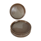 5 brown stoneware dessert plates