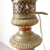 Turquoise ceramic lamp bronze frame by Gagneau