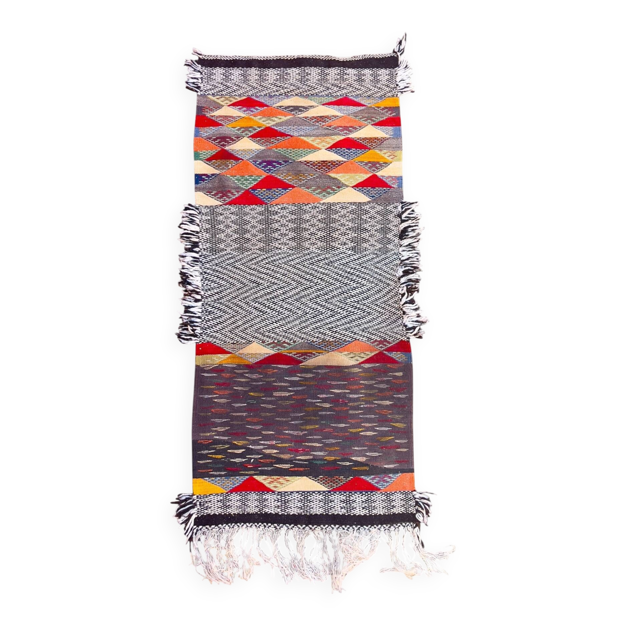 Tapis Kilim marocain, tapis de couloir en laine berbère tissé à la main