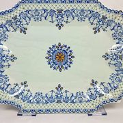 Gien, vegetable dish, soup tureen and its lid in fine earthenware, Rouen decoration.