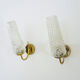 Pair of brass glass tulip wall lights 50-60s