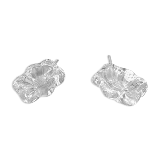 Duo of daum crystal salters in their original box