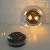 Set of 2 Vintage Space Age Stye Sconces Copper Flush Mount Lights 1980's