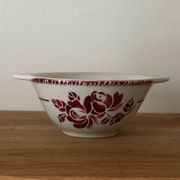 Vintage earthenware bowl with pink floral design from Badonviller.