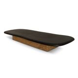 Basalt Coffee Table with Travertine Leg