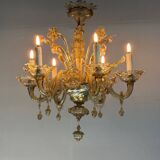 Venetian glass chandelier from Murano, green, circa 1920.