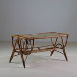 Vintage rattan coffee table, France 1960.