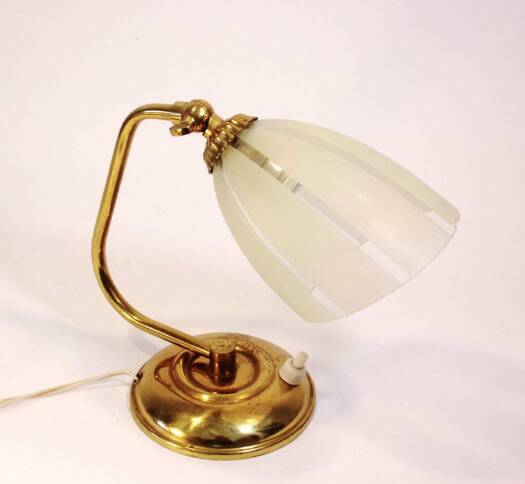 Bedside lamp, brass and glass, 1950