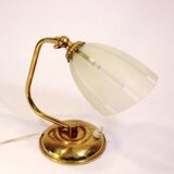 Bedside lamp, brass and glass, 1950