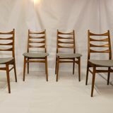 Set of 4 Scandinavian chairs year 50-60 restored anti-stain fabric gray cloud.