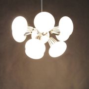 1970s Sputnik Chrome Plated 9-Flamming Chandelier by Kamenicky Senov , Czechoslovakia
