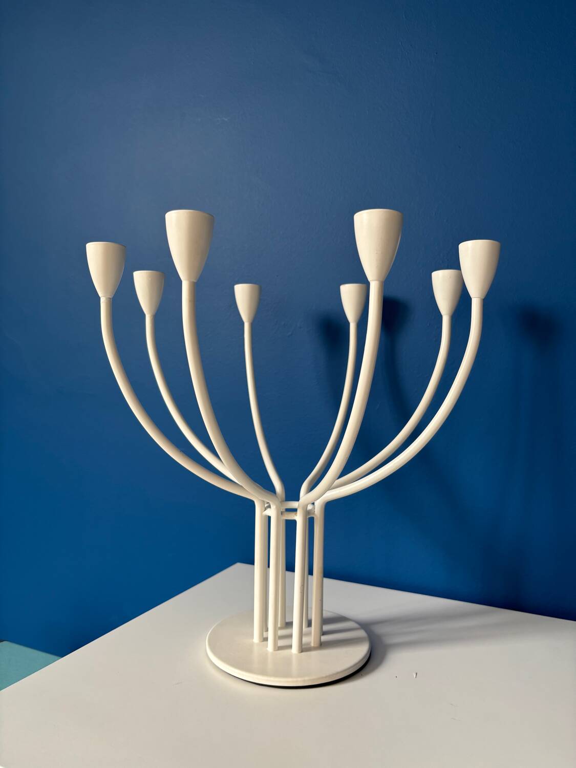 IKEA vintage candlestick model Stockholm – white 8-branch chandelier