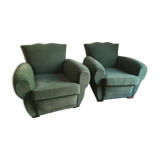 Pair of club armchairs with mustache