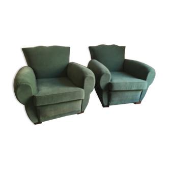 Pair of club armchairs with mustache