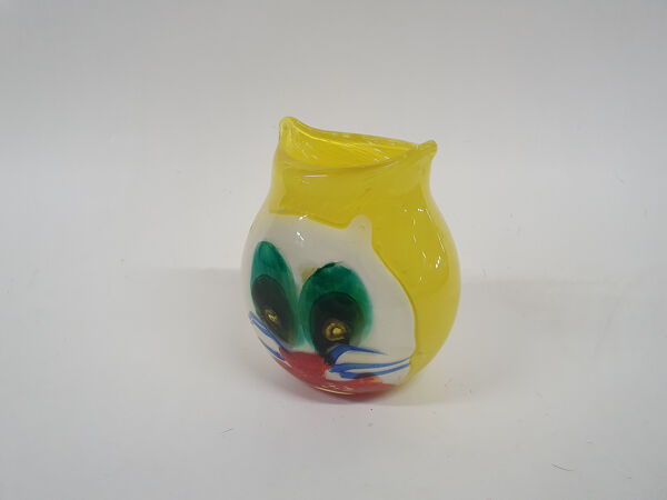 Vase en verre avec tête de chat, Murano, Italie 1960's