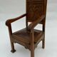 Pair of armchairs trone XIX eme neo gothic sculpts leather seat