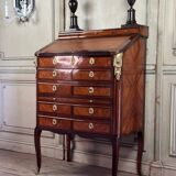 Louis XV Notary Secretary Cabinet in Veneer, Stamped by Nicolas Pet