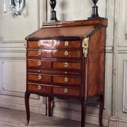 Louis XV Notary Secretary Cabinet in Veneer, Stamped by Nicolas Pet