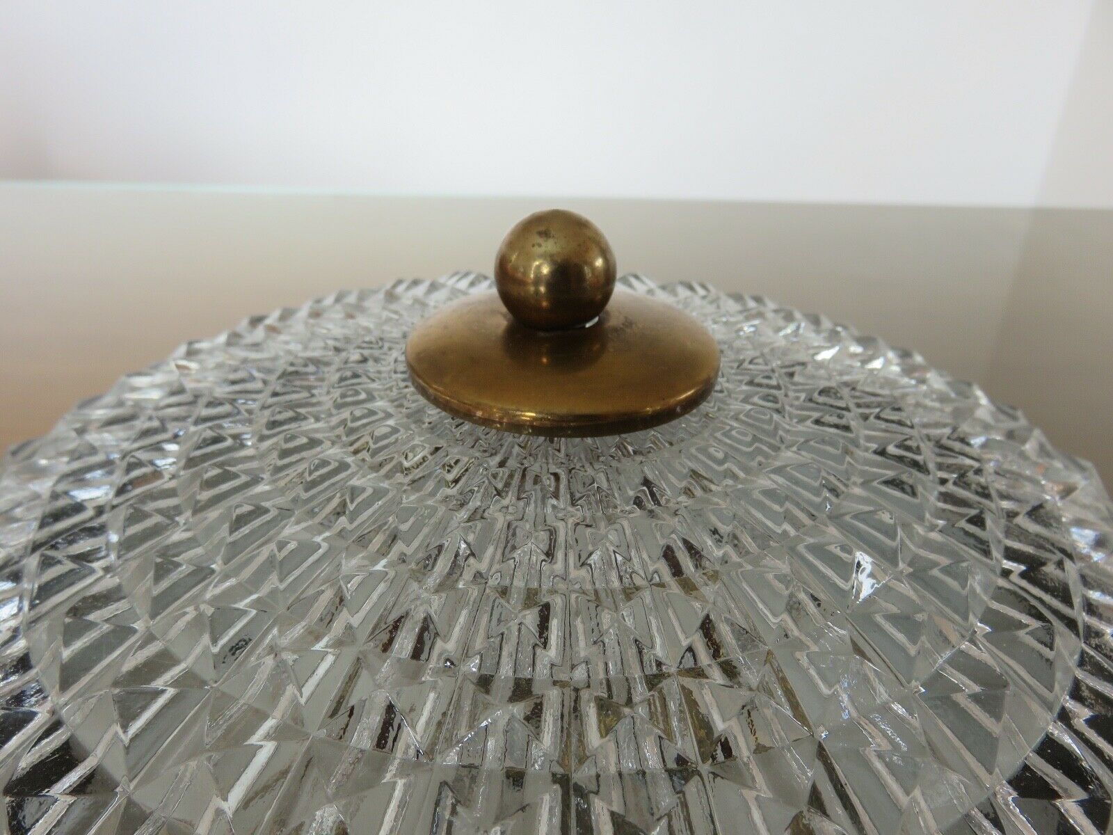 Wall lamp " starred " 2 fires, diamond glass and brass years 50 60