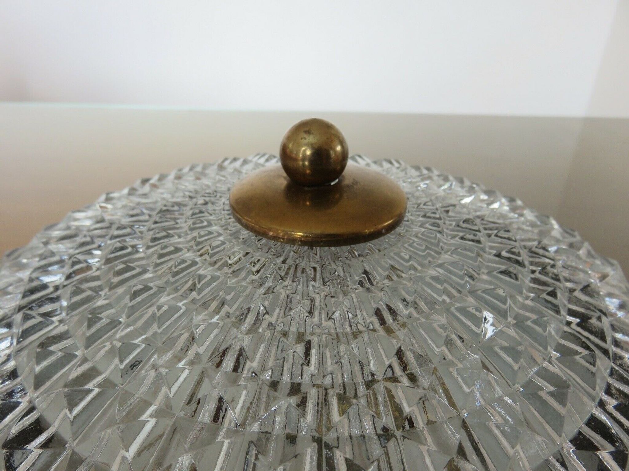 Wall lamp " starred " 2 fires, diamond glass and brass years 50 60