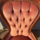 Paire de chauffeuses & pouf Louis-Philippe velours rose, XIXe
