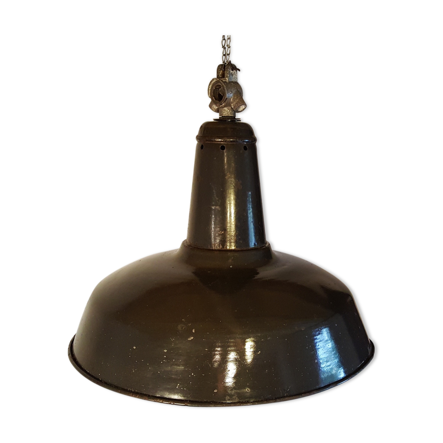 Black enamel industrial lamp