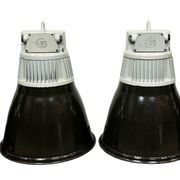 Set of 4 Industrial  Black Enamel Pendant Lamps from Elektrosvit, 1970s